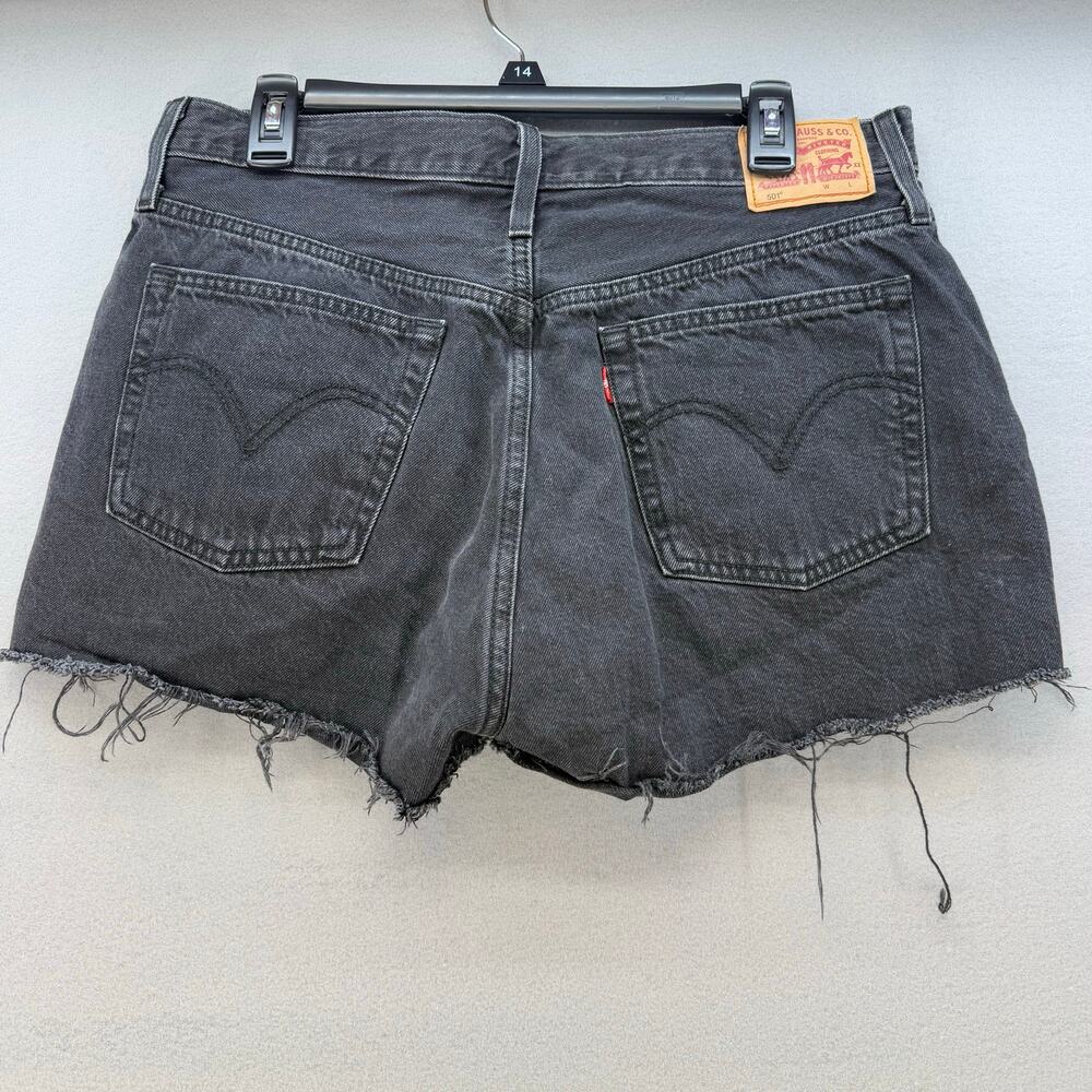 Levi's 501XX Shorts Women's 32 (14) Black 2.5" Short Button Fly Classic Raw Hem - Picture 2 of 13